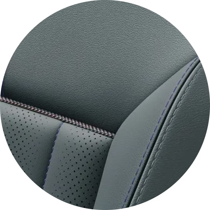 The high-quality perforated vegan leather made of Vescin that furnishes both the Sports Seats and a standard heated steering wheel is as luxurious as it is durable.